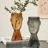 Creative Glass Head Shape Decorative Vase for Modern Decor