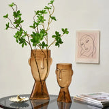 Creative Glass Head Shape Decorative Vase for Modern Decor
