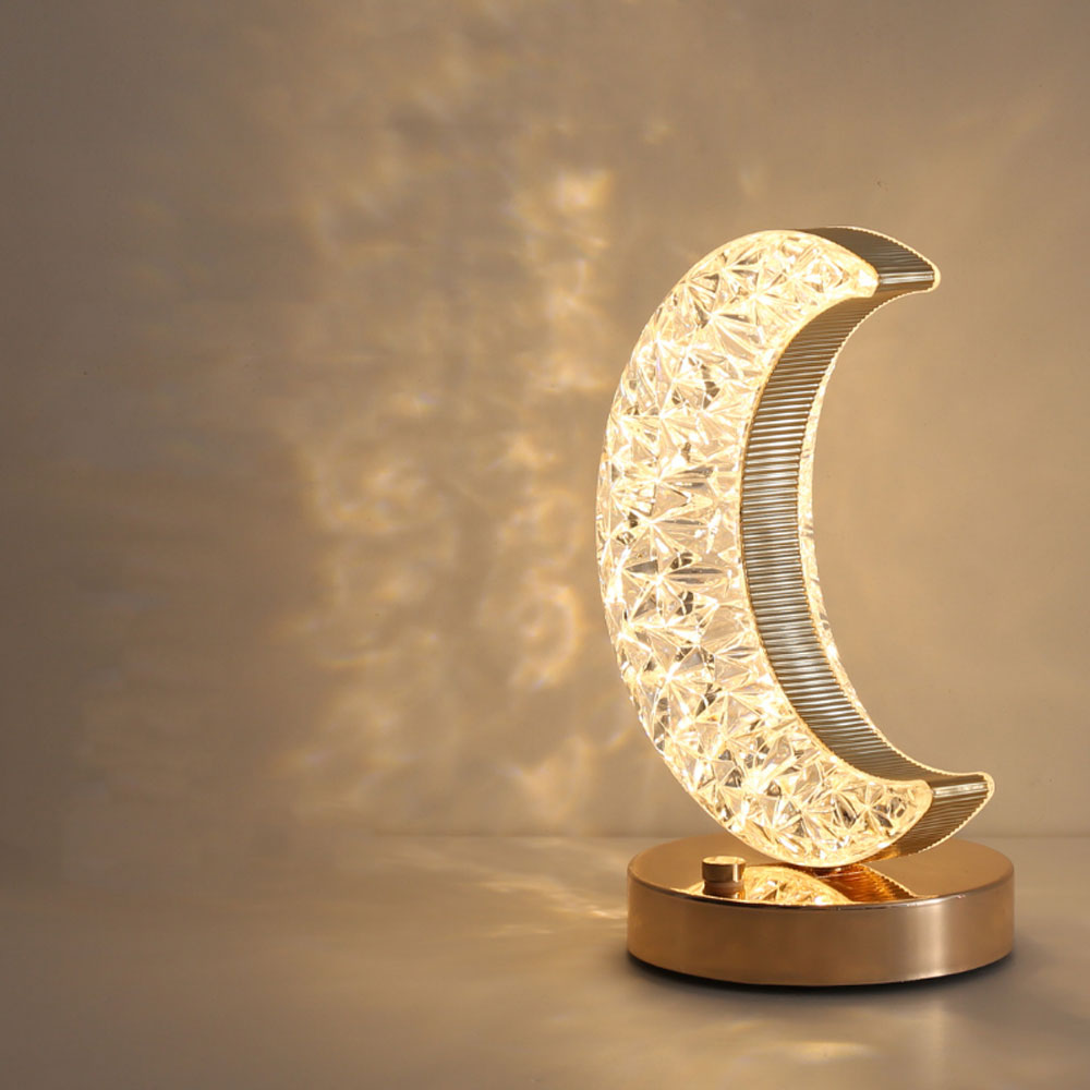 Crystal Crescent Moon Lamp with Adjustable Brightness USB