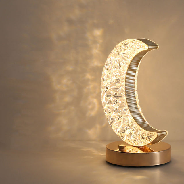 Crystal Crescent Moon Lamp with Adjustable Brightness USB