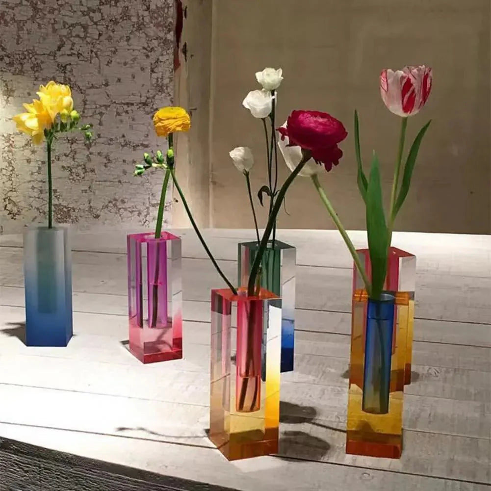 Crystal Effect Gradient Vase Modern Acrylic Tabletop Decor