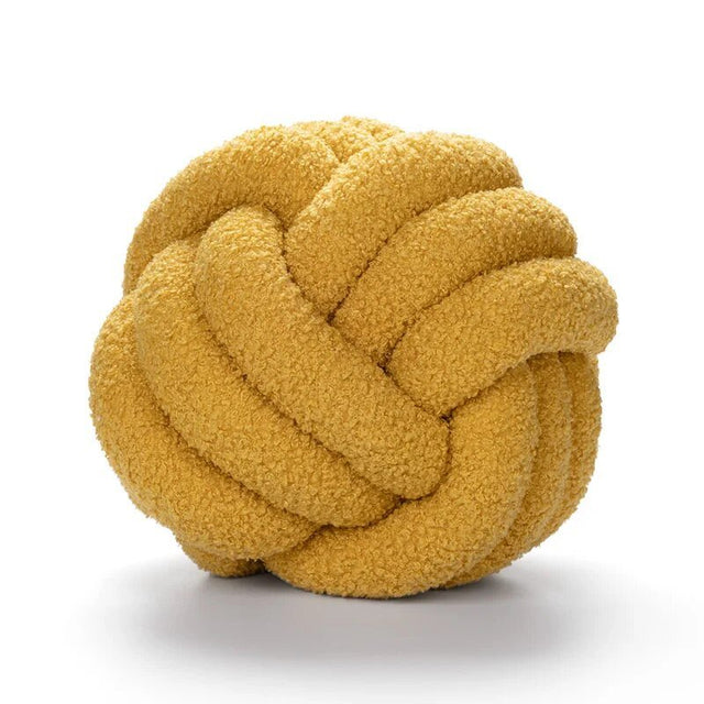 Decorative Knotted Teddy Ball Soft Cushion - 100% Wool, Round