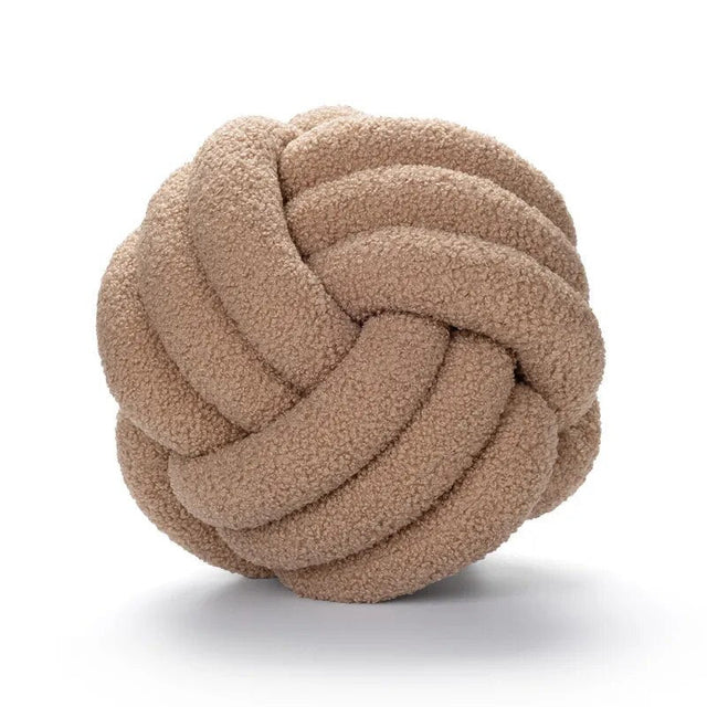 Decorative Knotted Teddy Ball Soft Cushion - 100% Wool, Round