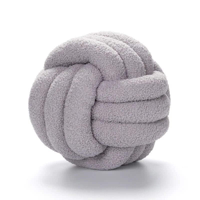 Decorative Knotted Teddy Ball Soft Cushion - 100% Wool, Round