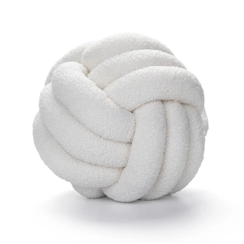 Decorative Knotted Teddy Ball Soft Cushion - 100% Wool, Round