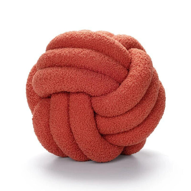 Decorative Knotted Teddy Ball Soft Cushion - 100% Wool, Round