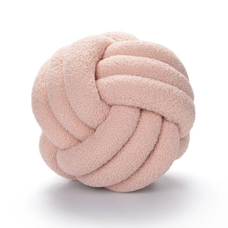 Decorative Knotted Teddy Ball Soft Cushion - 100% Wool, Round