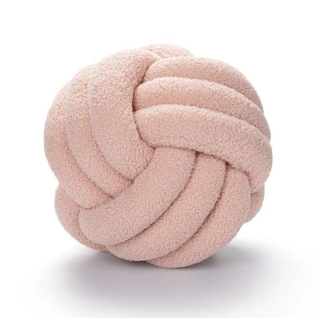 Decorative Knotted Teddy Ball Soft Cushion - 100% Wool, Round