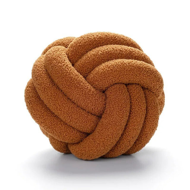 Decorative Knotted Teddy Ball Soft Cushion - 100% Wool, Round