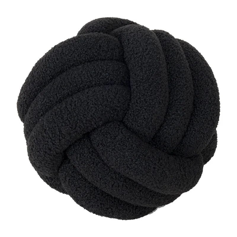 Decorative Knotted Teddy Ball Soft Cushion - 100% Wool, Round