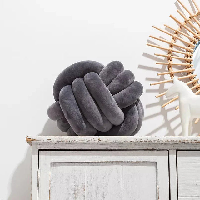 Decorative Knotted Suede Effect Ball Soft Cushion Pillow