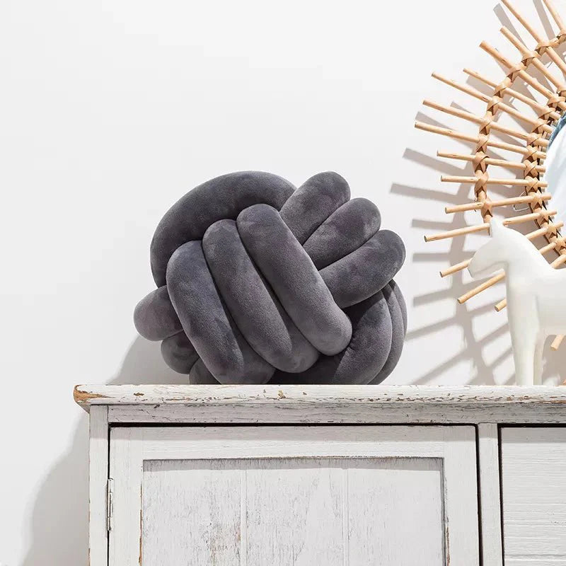 Decorative Knotted Suede Effect Ball Soft Cushion Pillow