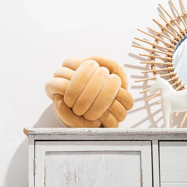 Decorative Knotted Suede Effect Ball Soft Cushion Pillow