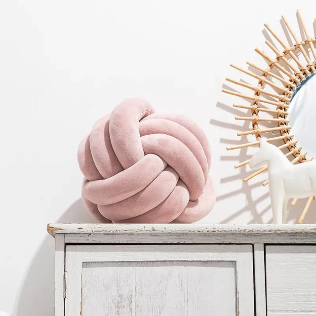 Decorative Knotted Suede Effect Ball Soft Cushion Pillow