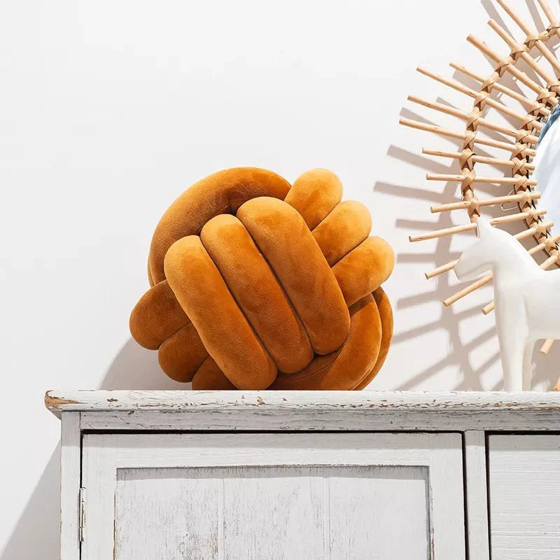 Decorative Knotted Suede Effect Ball Soft Cushion Pillow