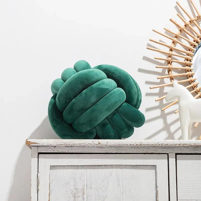 Decorative Knotted Suede Effect Ball Soft Cushion Pillow