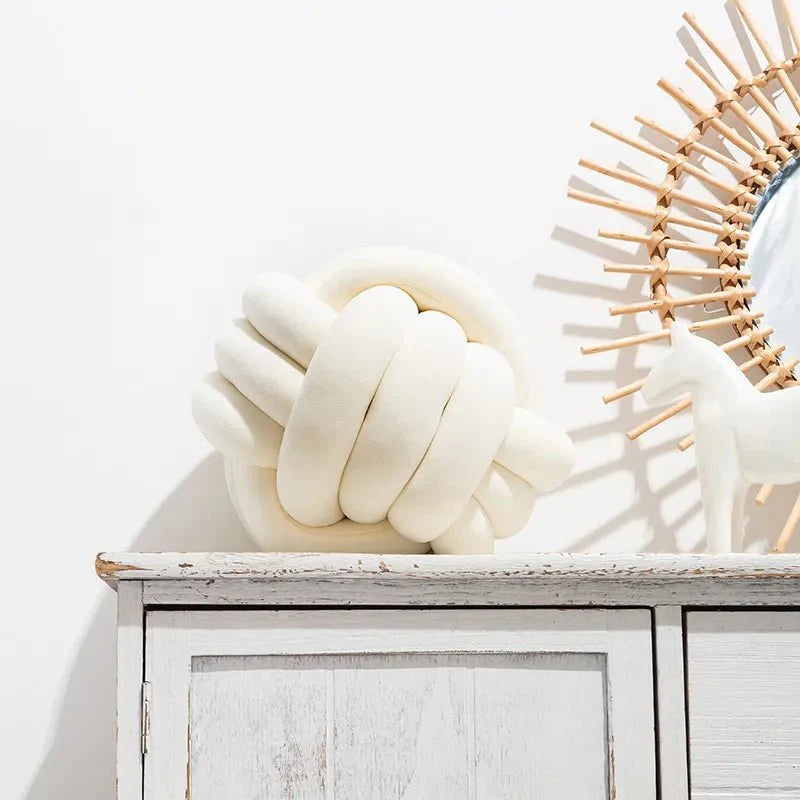 Decorative Knotted Suede Effect Ball Soft Cushion Pillow