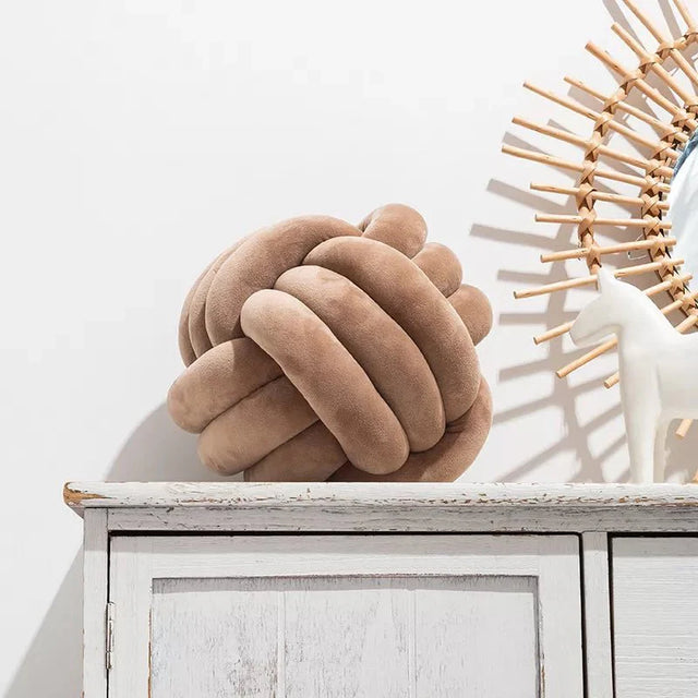 Decorative Knotted Suede Effect Ball Soft Cushion Pillow