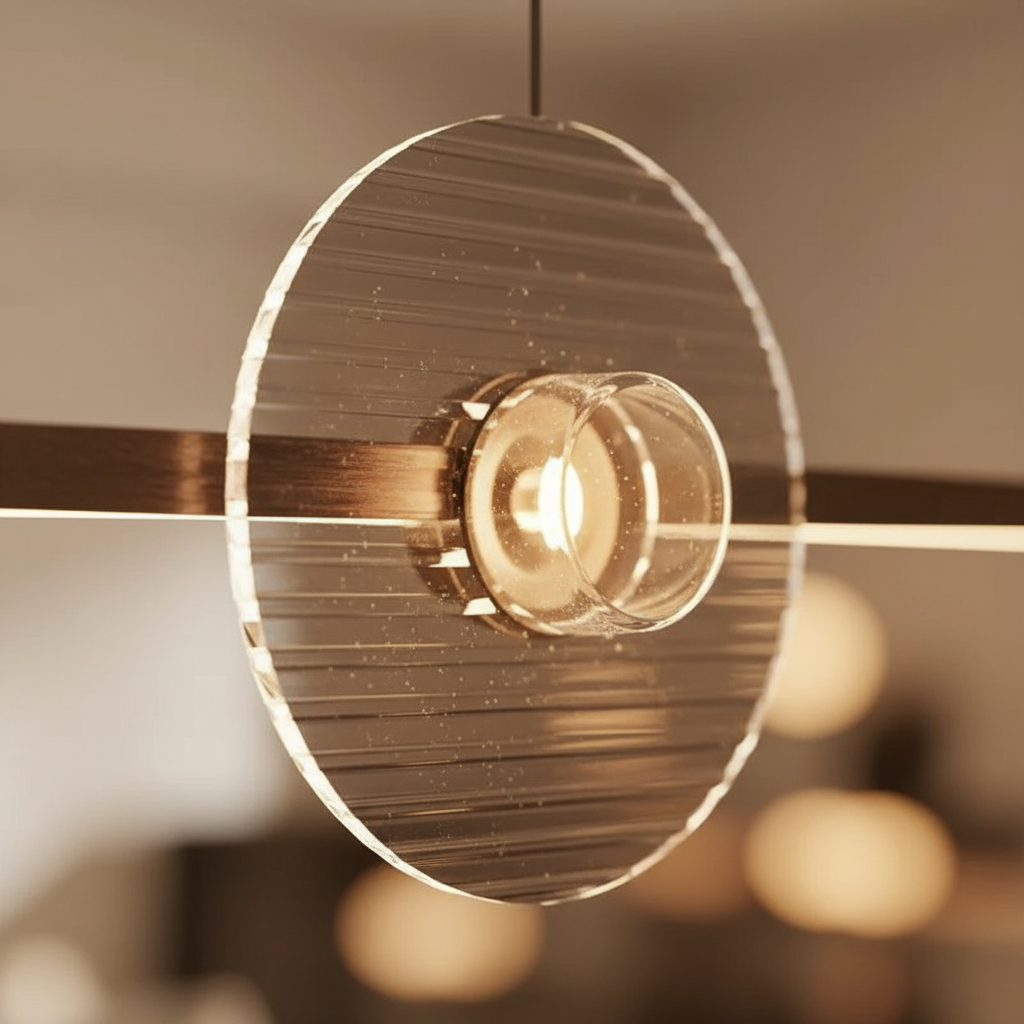 Disc LED Chandelier – Copper Modern Ceiling Light for Energy-Efficient Illumination