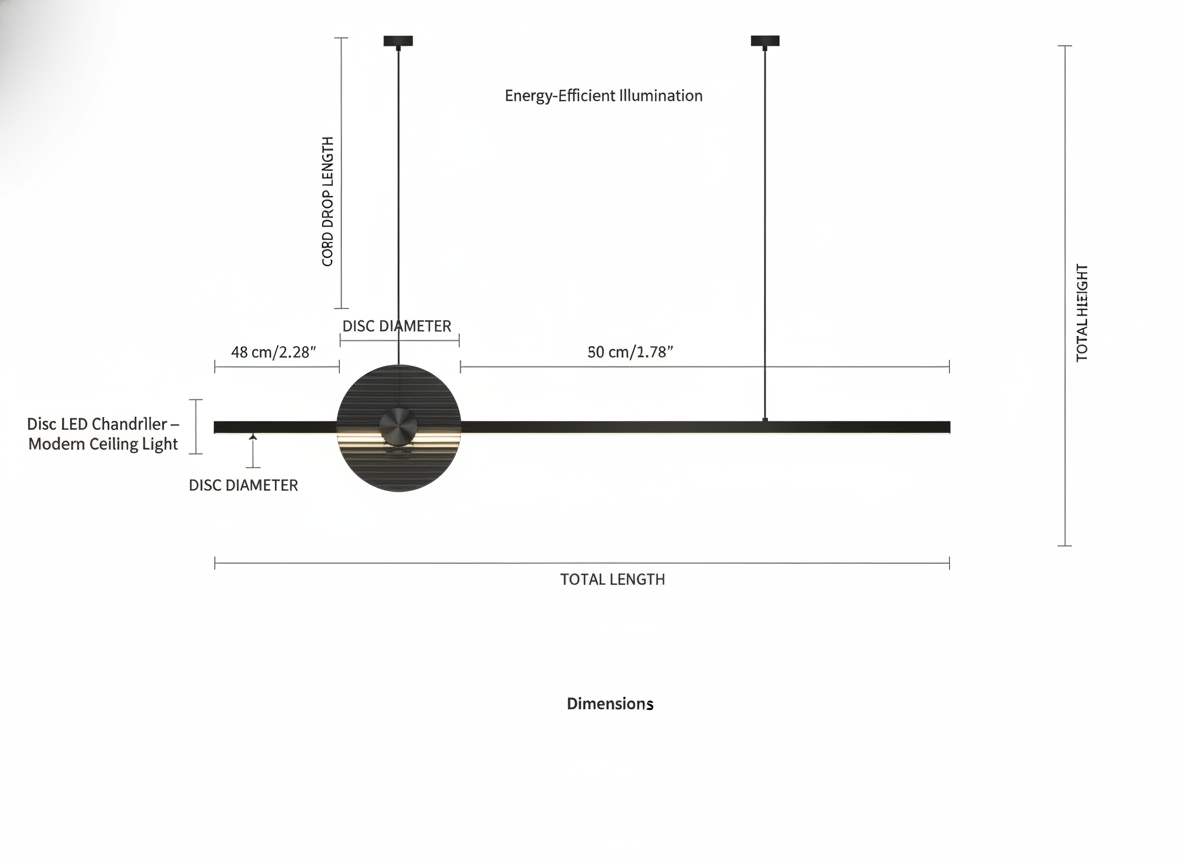 Disc LED Chandelier – Copper Modern Ceiling Light for Energy-Efficient Illumination