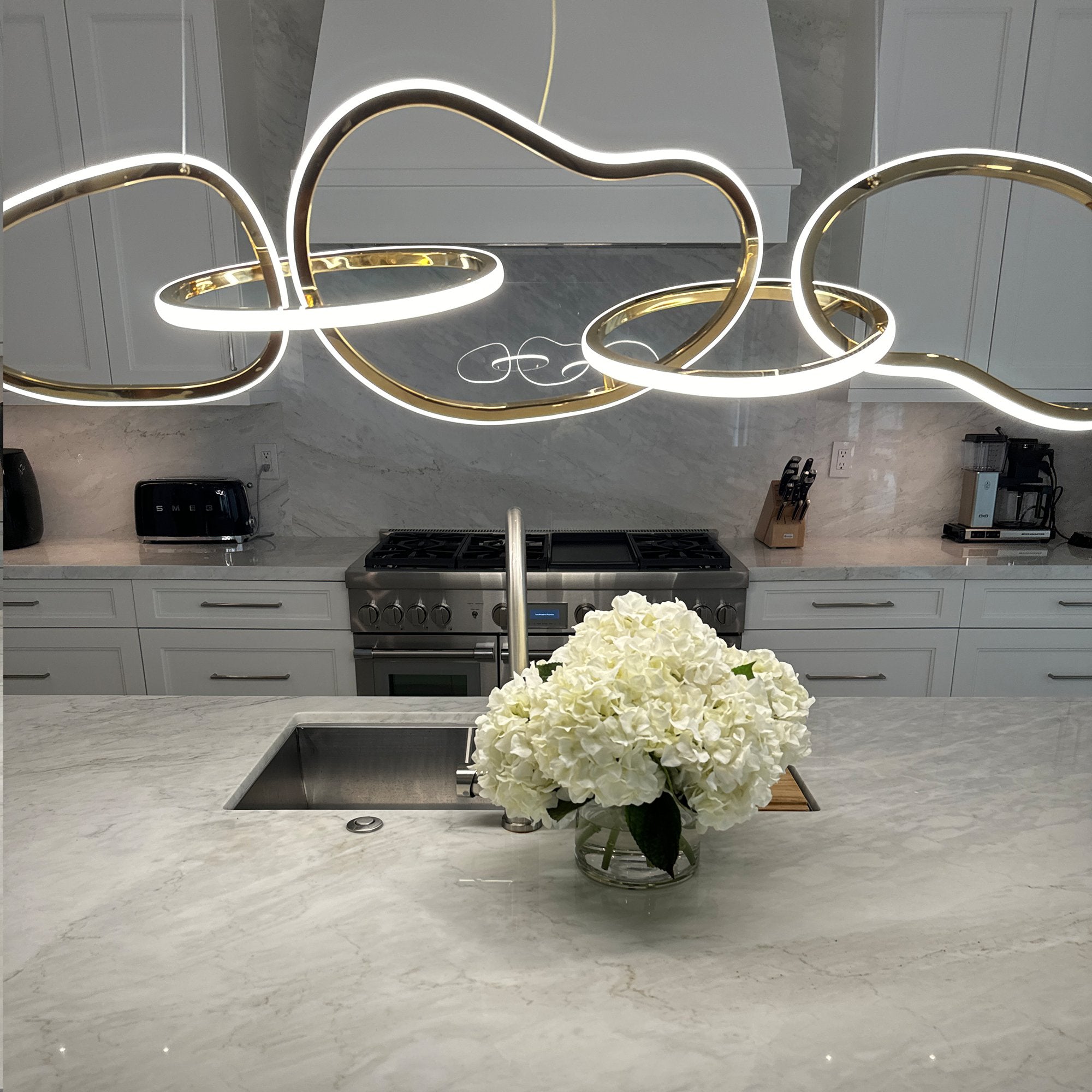 Disruption Chandelier – Modern Stainless Steel Ring Ceiling Light