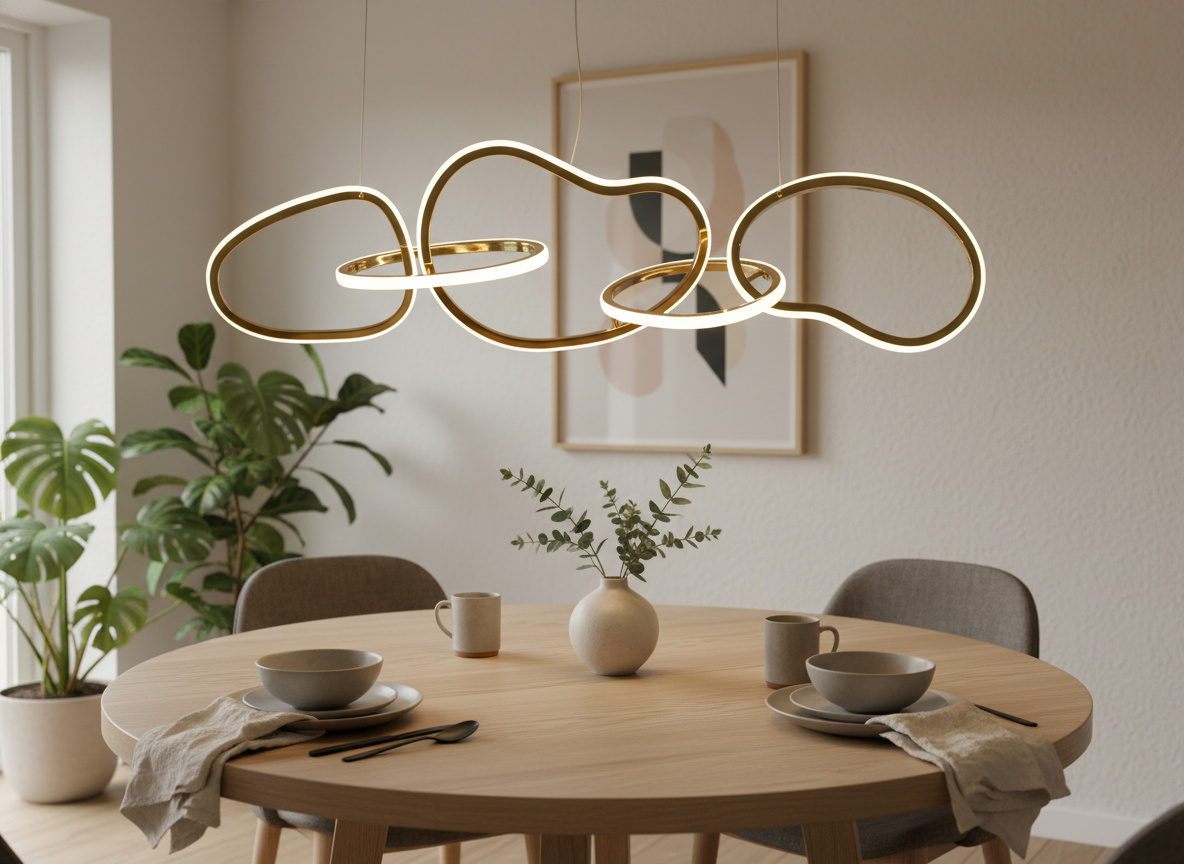 Disruption Chandelier – Modern Stainless Steel Ring Ceiling Light