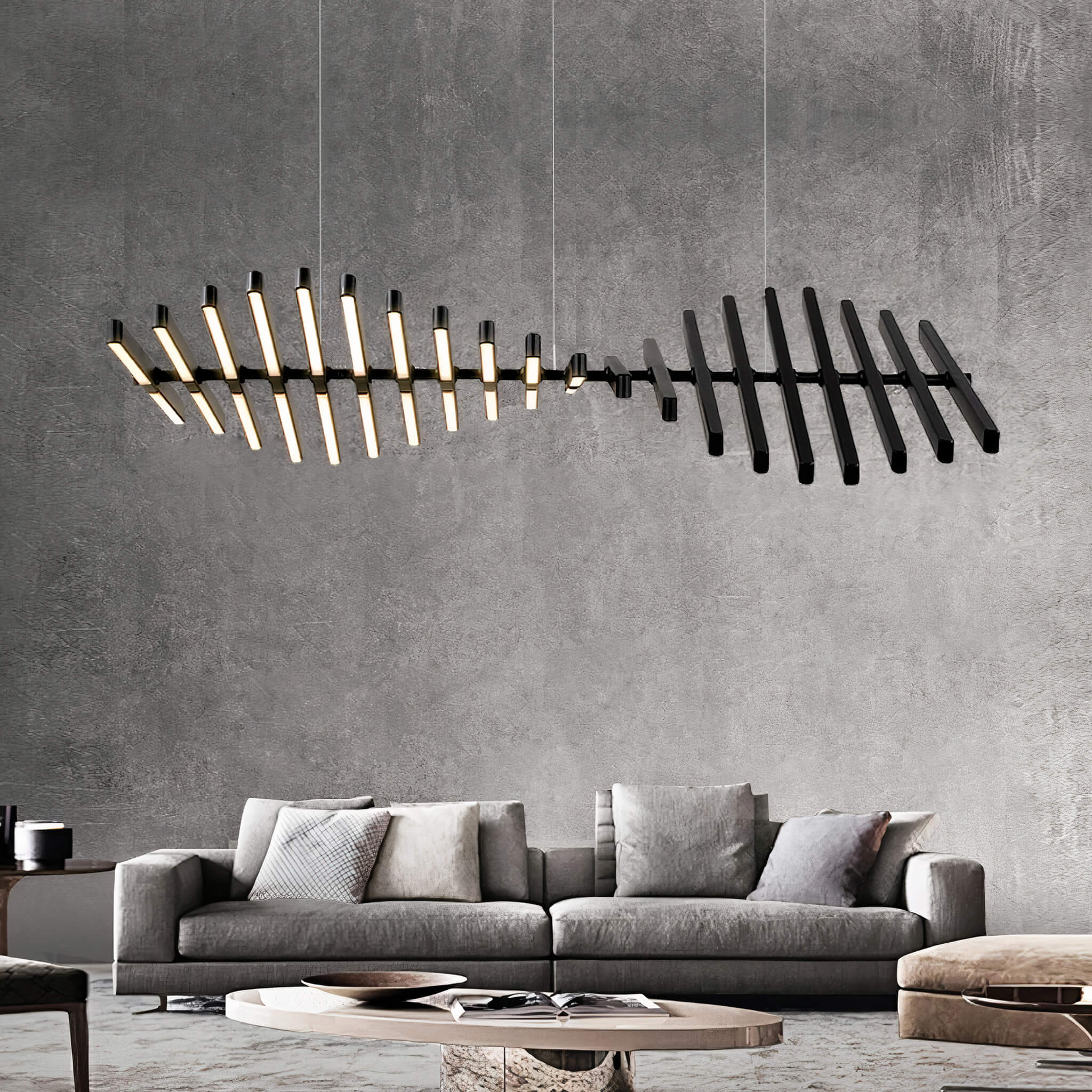 DNA Chandelier – Industrial Black LED Ceiling Light with Adjustable Design