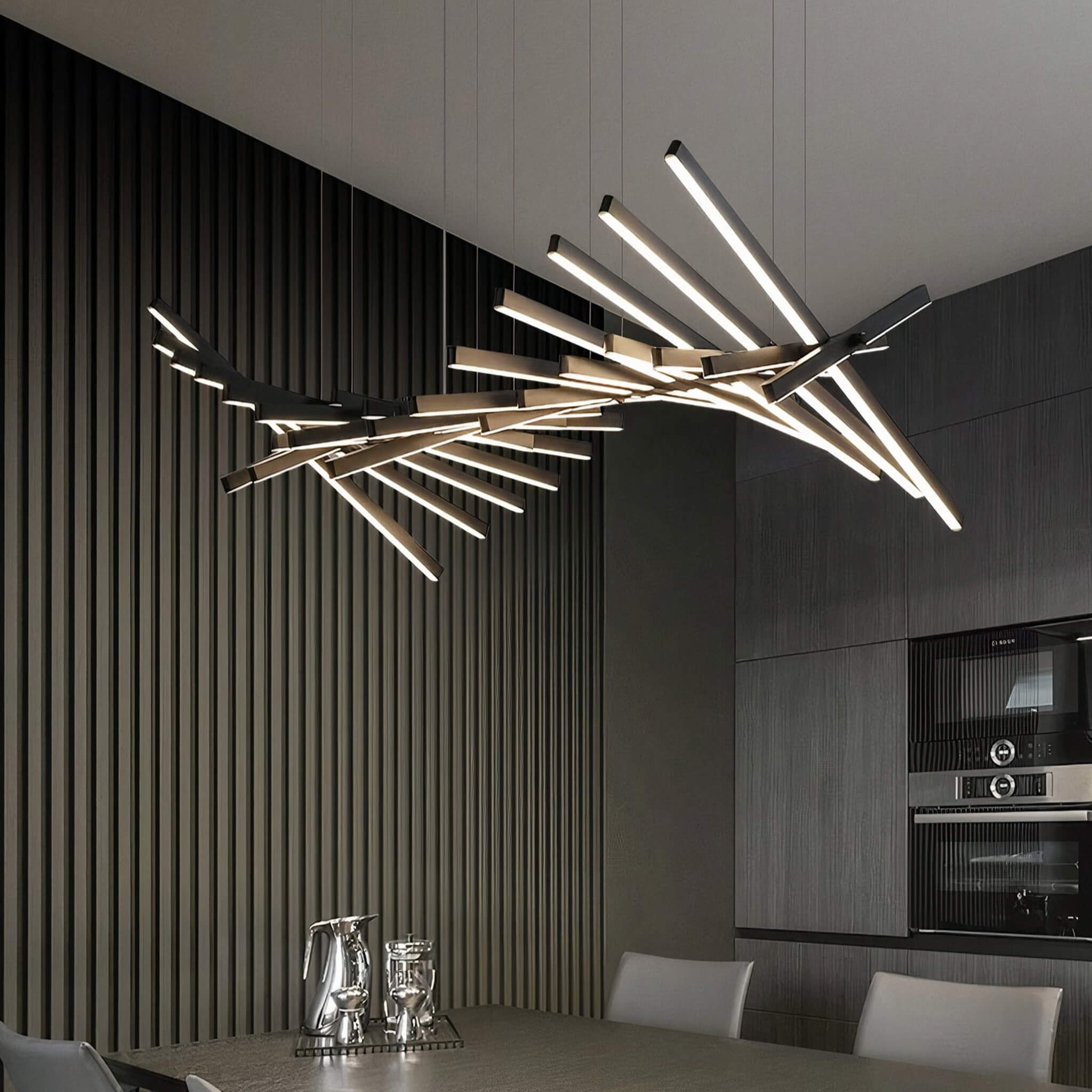 DNA Chandelier – Industrial Black LED Ceiling Light with Adjustable Design