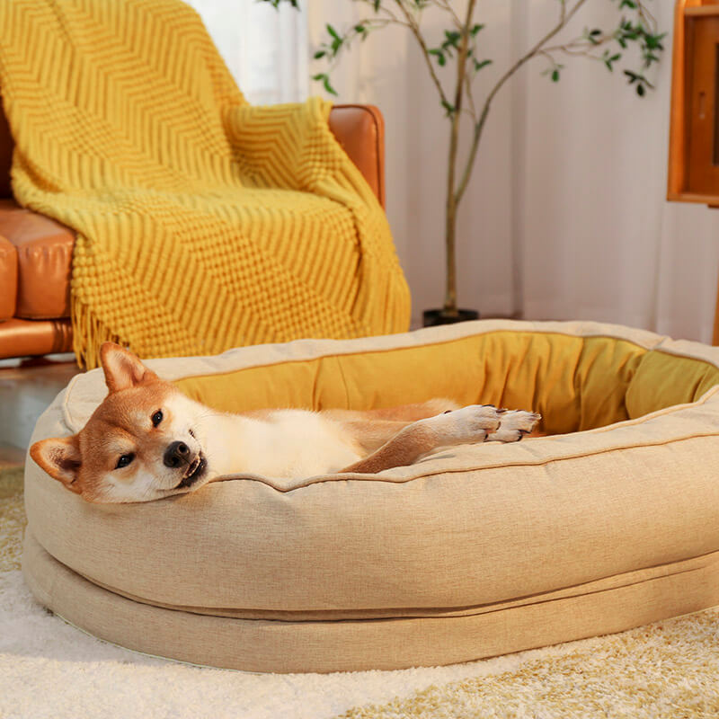 Donut Dog Bed Easy to Clean Waterproof Ultra Comfortable Cotton Velveteen