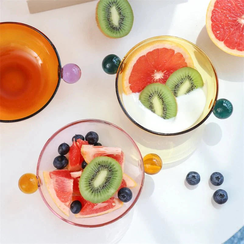 Double Ball Handled Coloured Glass Bowl Eco-Friendly Design