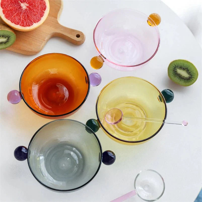Double Ball Handled Coloured Glass Bowl Eco-Friendly Design