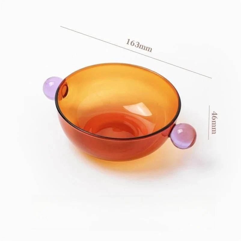 Double Ball Handled Coloured Glass Bowl Eco-Friendly Design