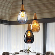 Vintage Teardrop Glass Pendant Ceiling Light for Dining Room