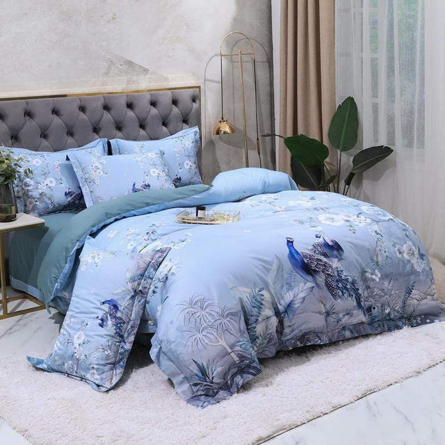 Dreamland Duvet Cover Set – 500 TC Egyptian Cotton with Floral Bird Design