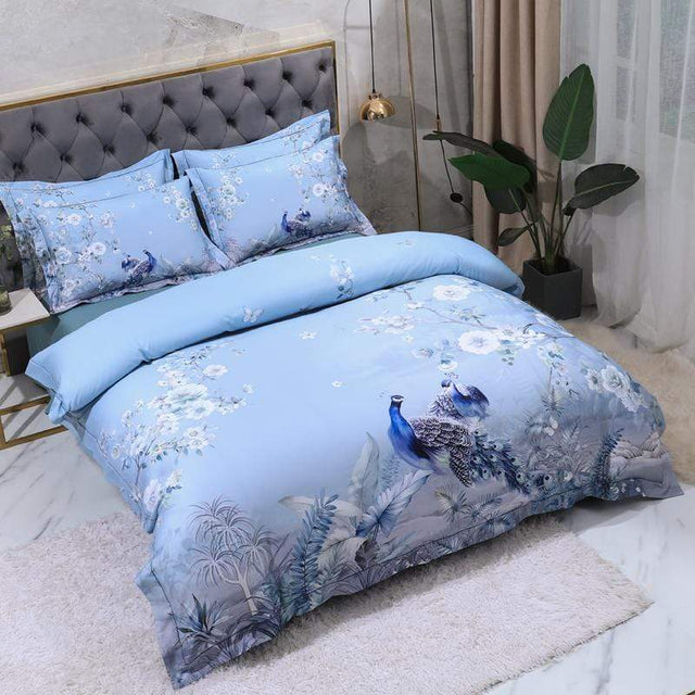 Dreamland Duvet Cover Set – 500 TC Egyptian Cotton with Floral Bird Design