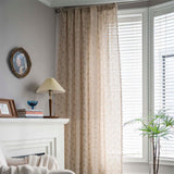 Floral Plaid Splicing Cotton Linen Tassel Curtain