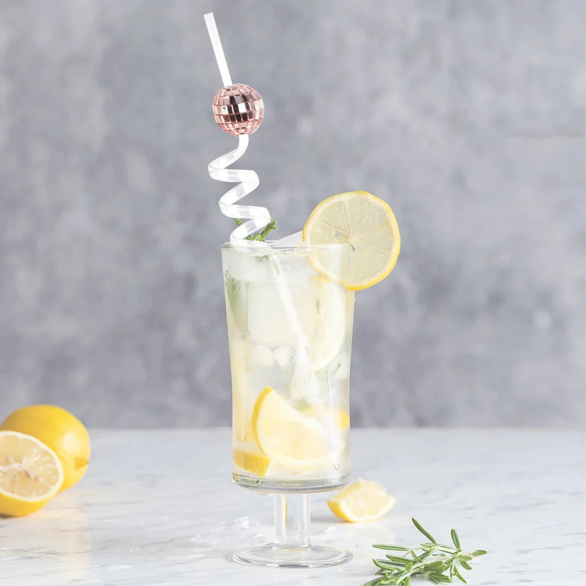 Eight Piece Set Of Sparkling Disco Ball Straws For Parties