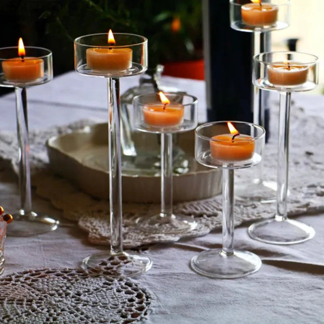 Elegant Glass Tealight Candle Holder Set for Home Decor