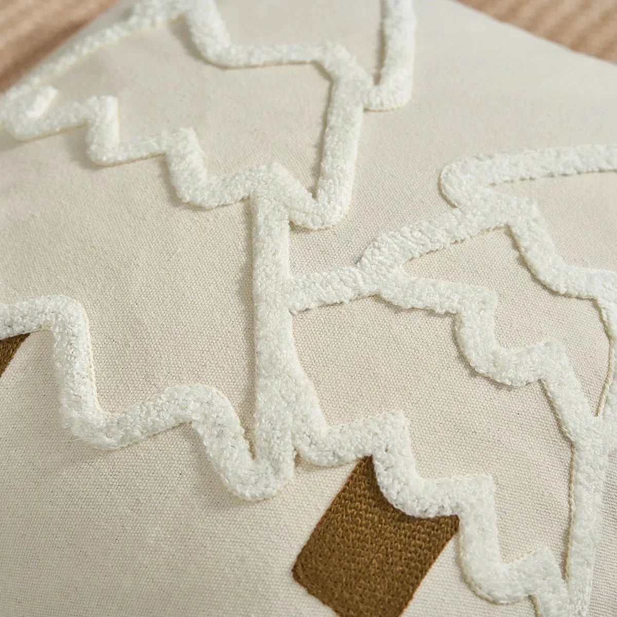 Embroidered Christmas Tree Cushion Cover in Cotton Canvas