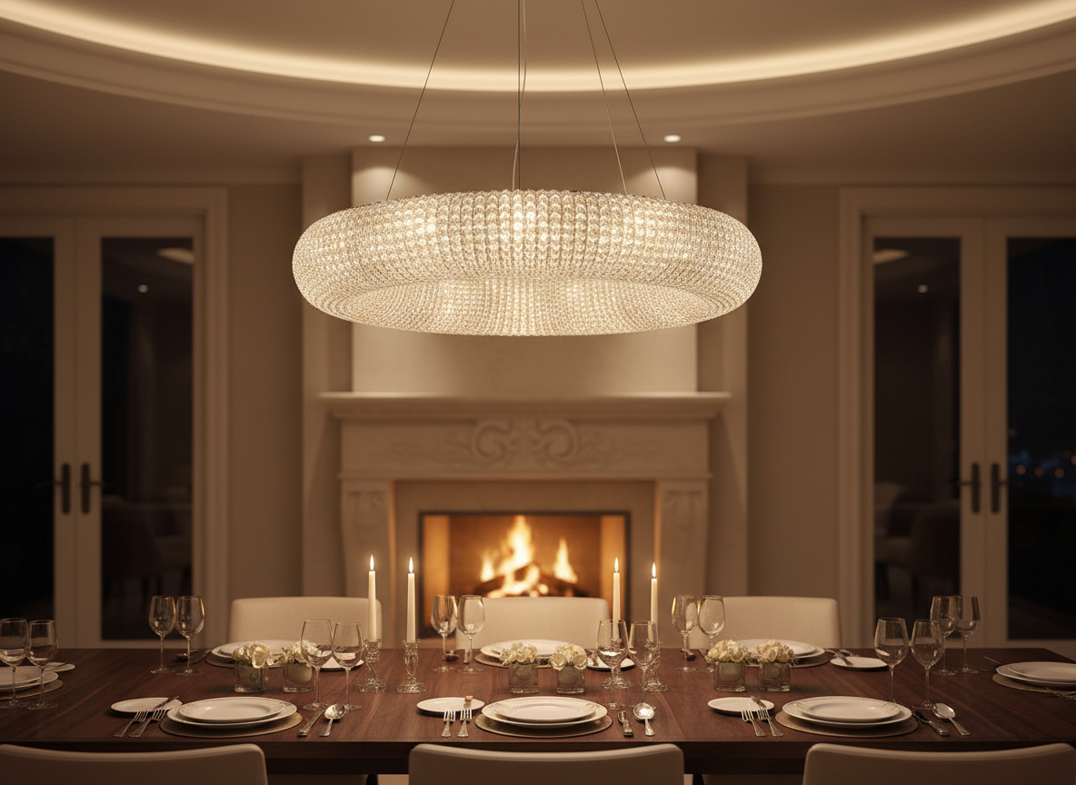 Ethereal Crystal LED Chandelier – Modern Silver & Gold K9 Crystal Light for Living Room & Dining