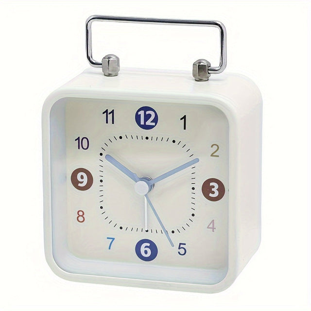 Square Metal Alarm Clock with Night Light and Snooze Feature