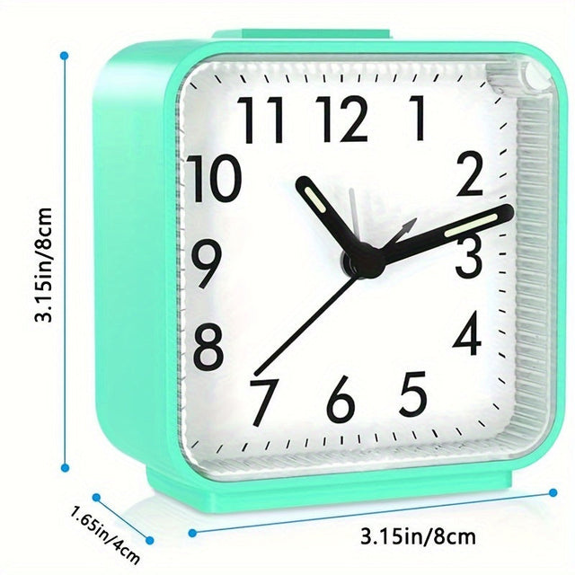 Elegant Rectangular Alarm Clock with Glowing Hands and Nightlight