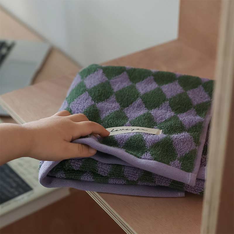 Ownkoti Vintage Plaid Cotton SquareTowel Bath Towel Set-2