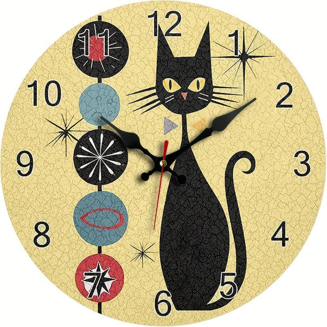 Elegant Cat Wooden Wall Clock