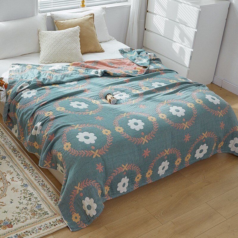 Floral Muslin Bed Cover for Cozy Comfort and Style