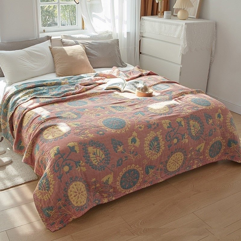 Floral Muslin Bed Cover for Cozy Comfort and Style