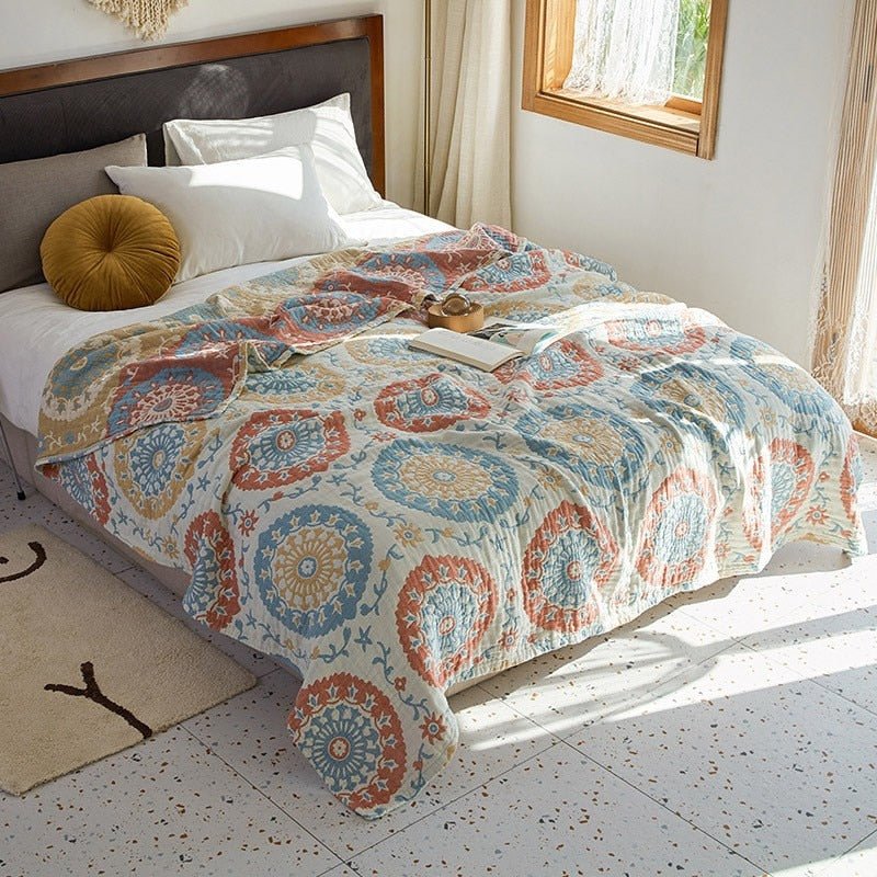 Floral Muslin Bed Cover for Cozy Comfort and Style