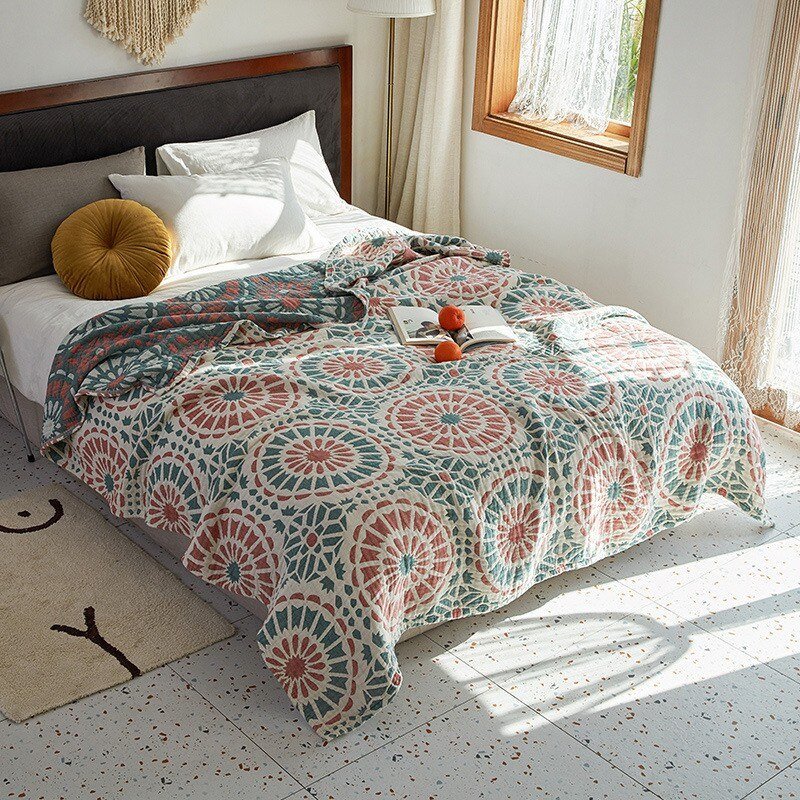 Floral Muslin Bed Cover for Cozy Comfort and Style