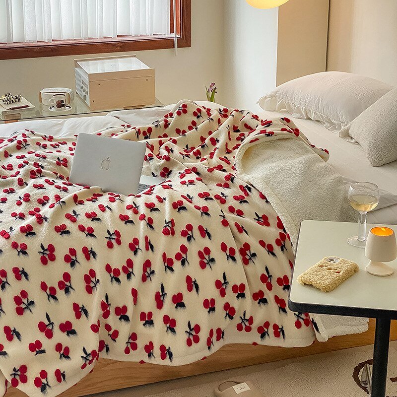 Fluffy Floral Plush Thickened Blanket for Cozy Comfort
