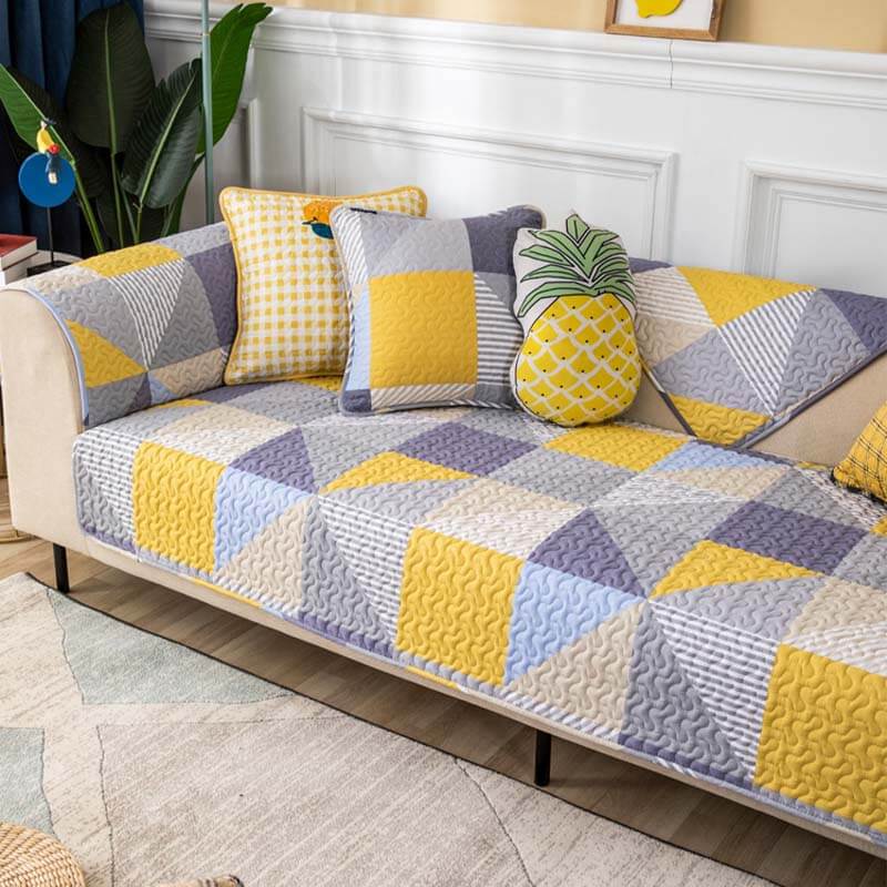 Artistic Geometric Pattern Washable Cotton Couch Cover